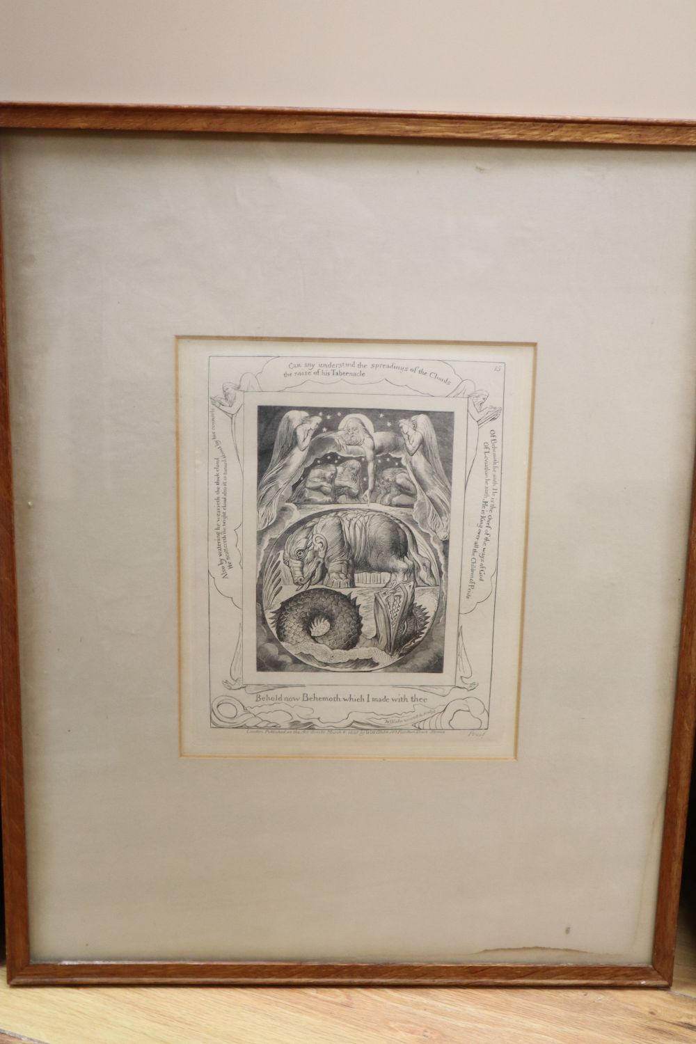 William Blake (1757-1827), engraving, Behold now Behemoth which I made with thee, plate 15 from The Book of Job, 22 x 18cm